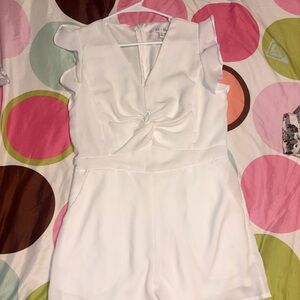 She + Sky White romper with Ruffle sleeves